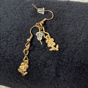 Gold Floral Dangle Earrings